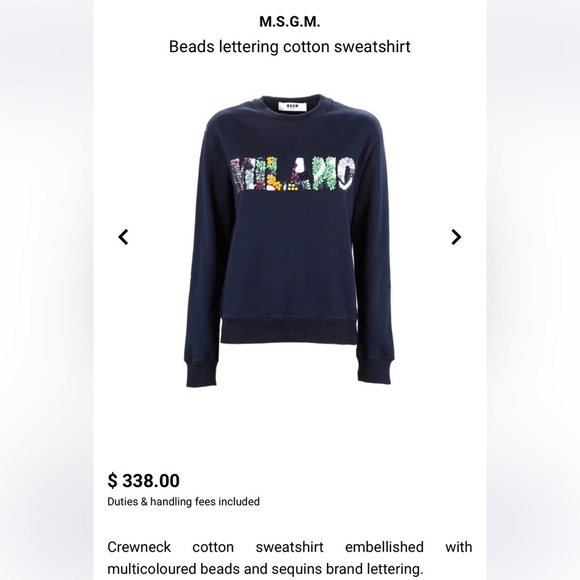 MSGM Milano Beads Authentic Designer Luxury Navy Blue Embellished Sweatshirt SM - Picture 3 of 13